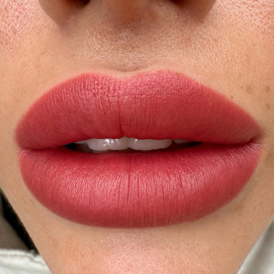 Lip blush immediately after the procedure